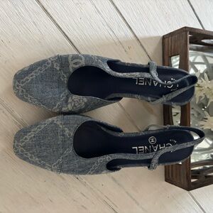 CHANEL Denim Blue Heels